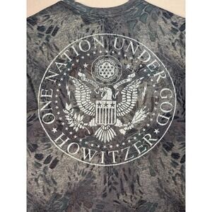 Howitzer Men’s Medium One Nation Under God Camo Graphic T-Shirt Patriotic Eagle